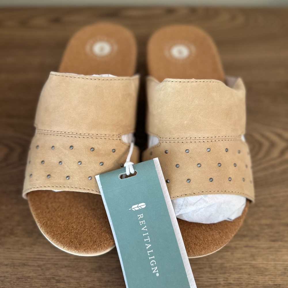 Revitalign Tan Sandals Slip-On Comfort